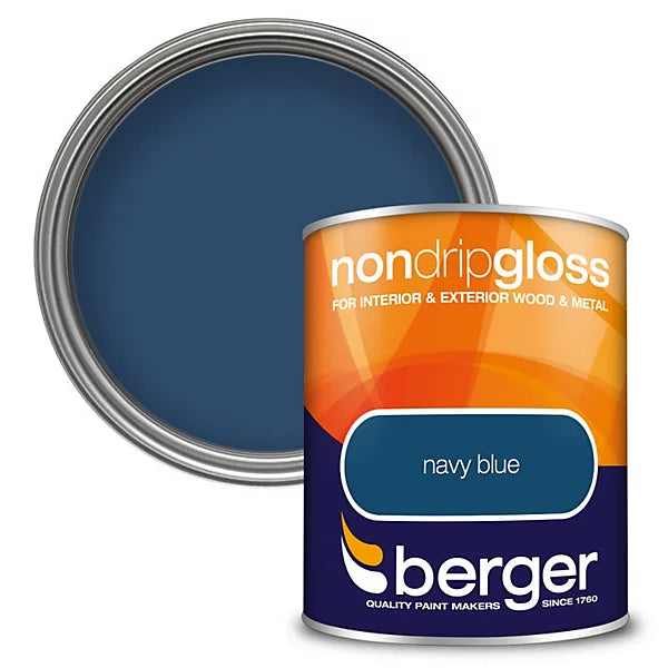 Berger Navy Blue Non Drip Gloss Wood & Metal Paint 750ml