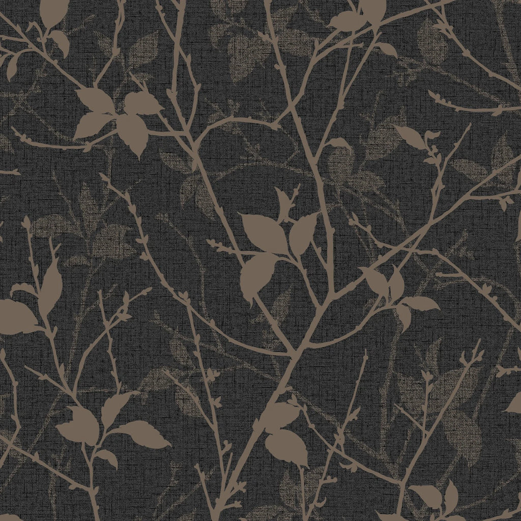 Graham & Brown Belle Charcoal & Gold Floral Wallpaper 122432
