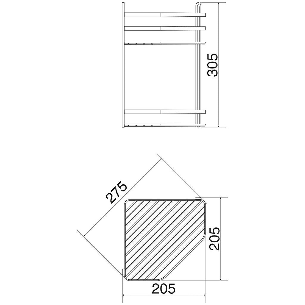 Euroshowers Stainless Steel Chrome Plated Double 2 Tier Corner Basket Caddy 57500