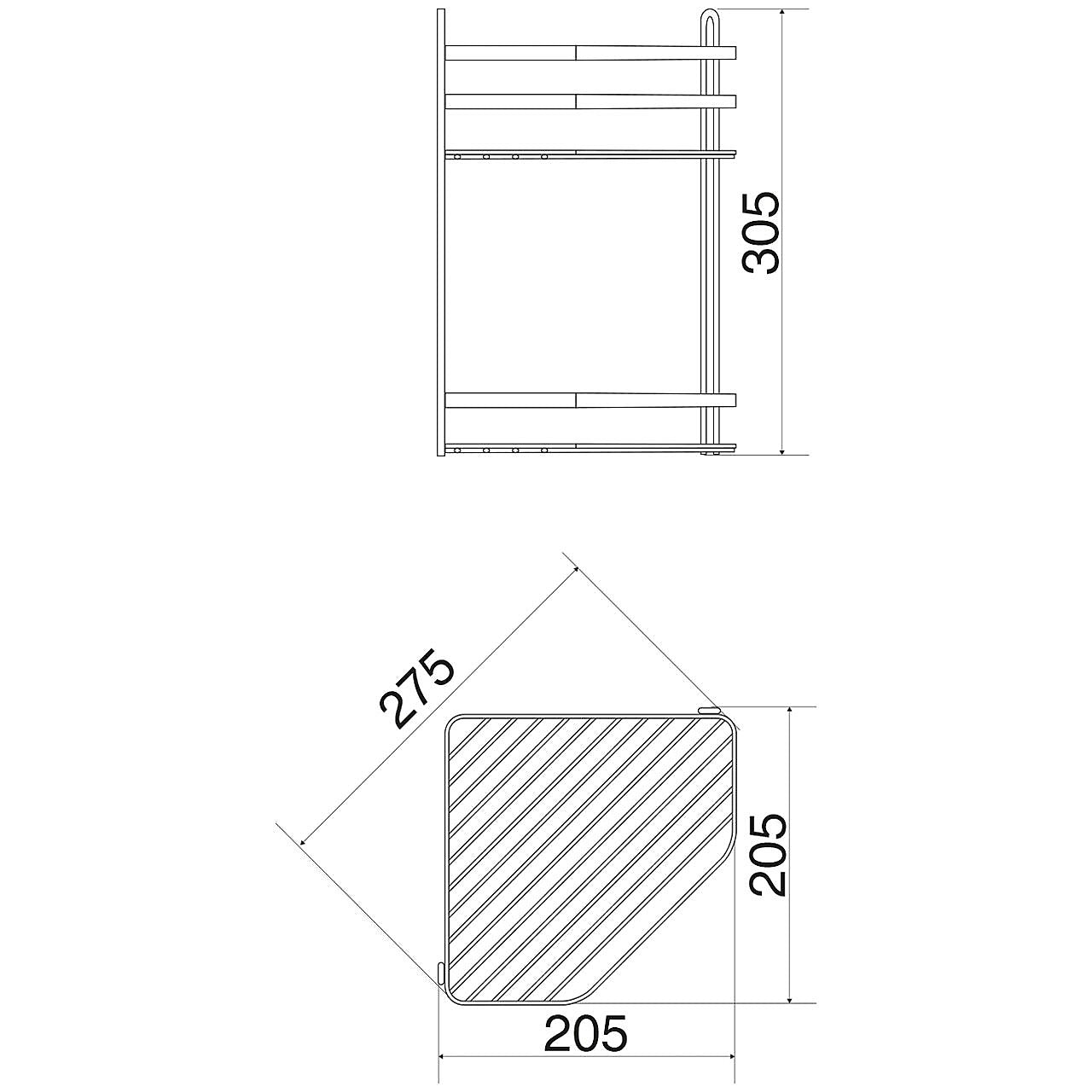 Euroshowers Stainless Steel Chrome Plated Double 2 Tier Corner Basket Caddy 57500