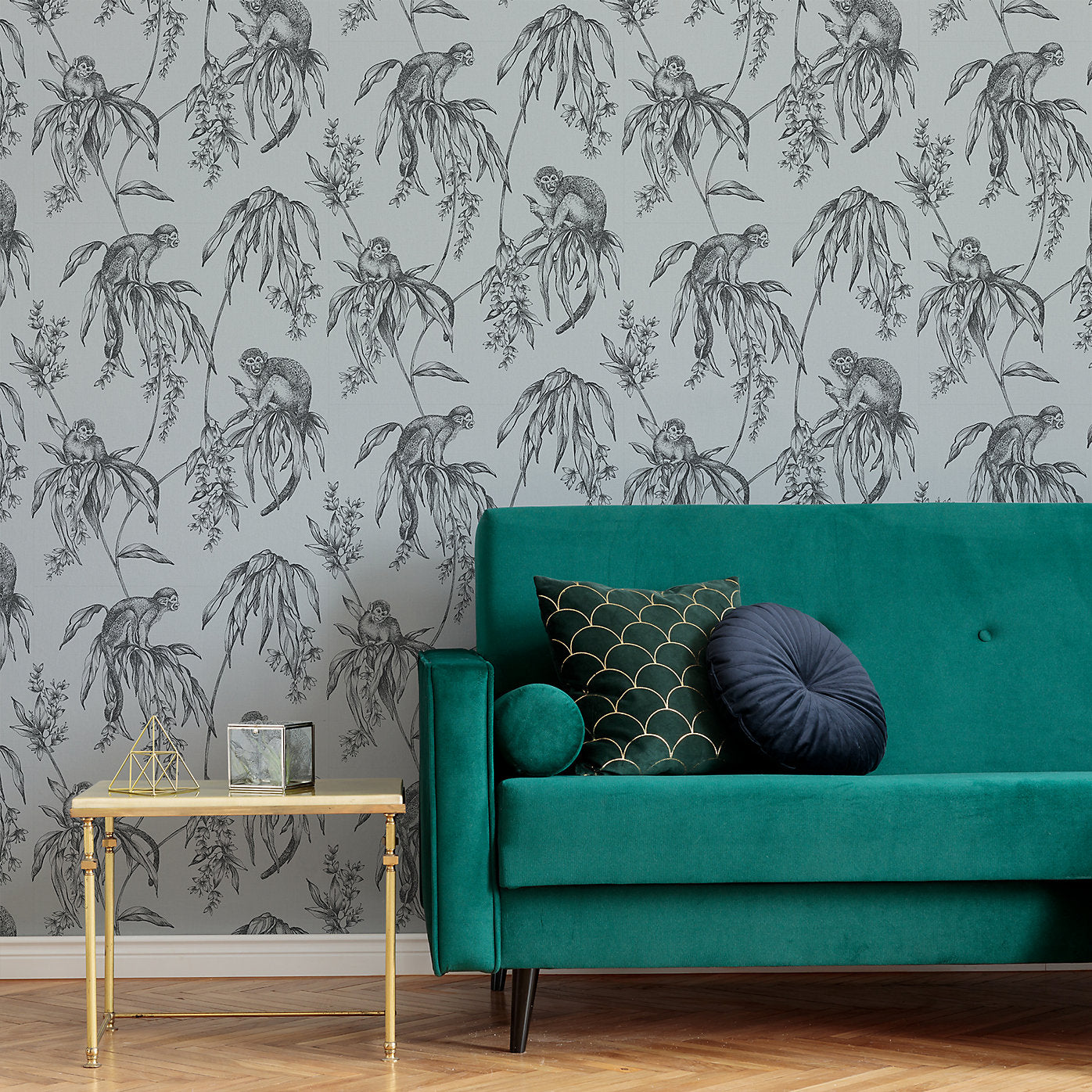 Superfresco Saimiri Anthracite Grey Monkey Wallpaper 106157