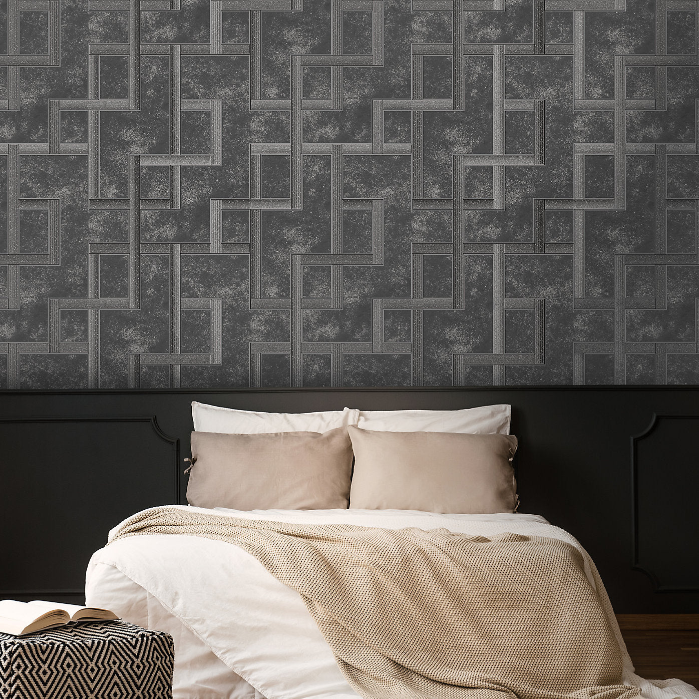 Graham & Brown Gilded Greek Key Onyx Geometric Wallpaper 115726