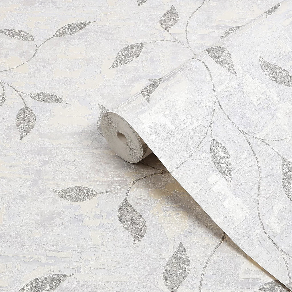 Graham & Brown Steel Gold Ornamental Leaf Wallpaper 128811
