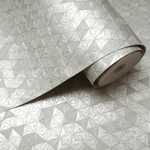 Holden Grey Origami Texture Geometric Heavyweight Quality Wallpaper 35980