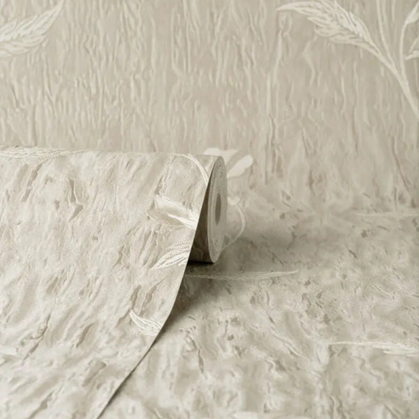 Vymura Bellagio Taupe Beige Floral Trail Heavyweight Luxury Wallpaper M95652