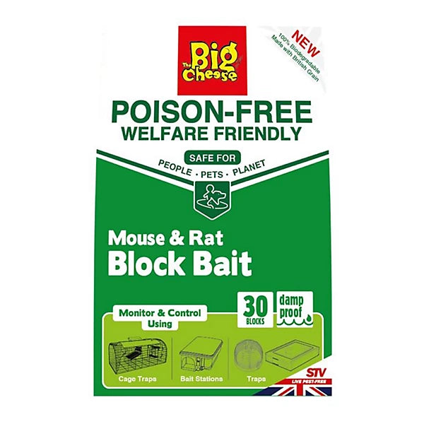 The Big Cheese - Poison Free Mouse Rat Block Bait - 30x10g