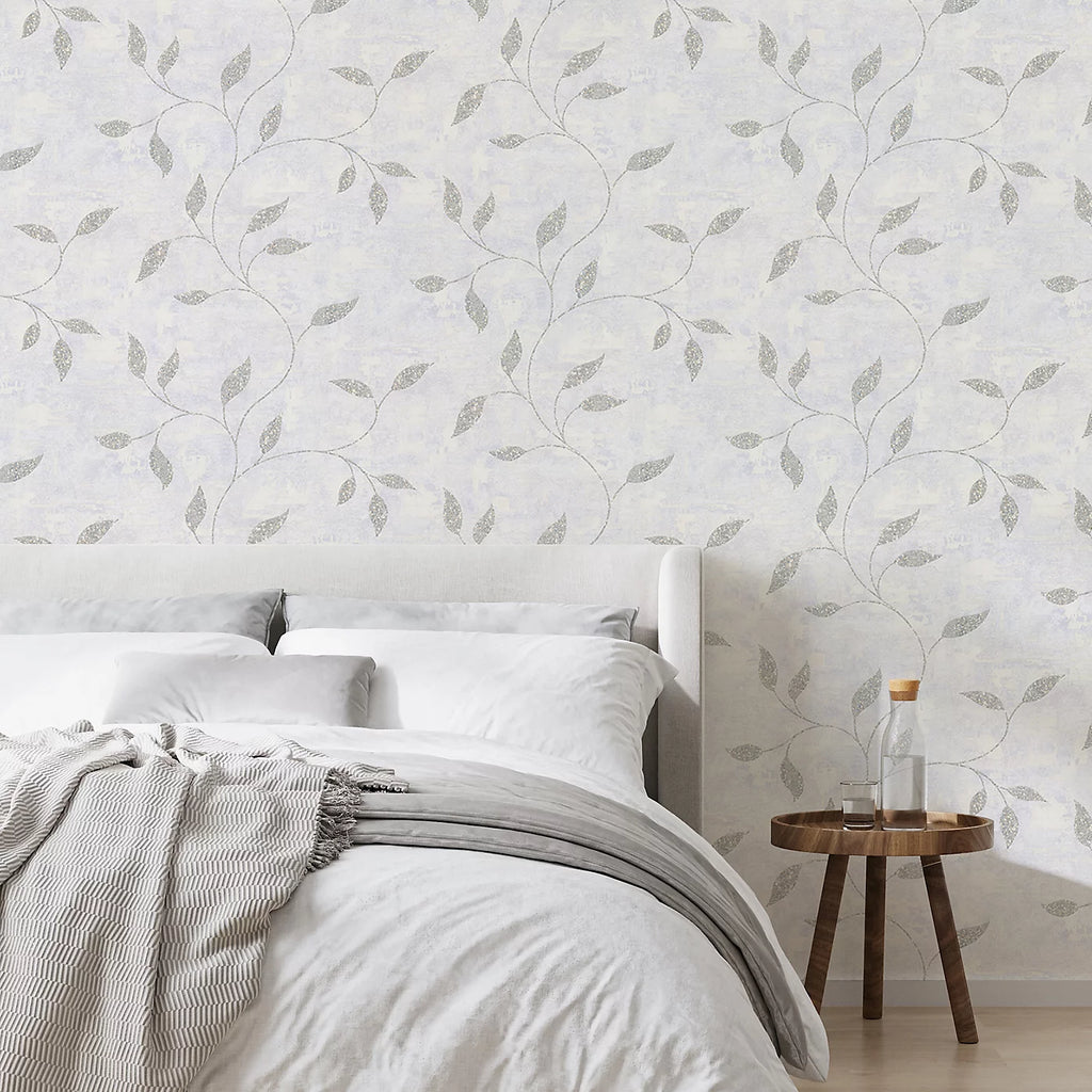 Graham & Brown Steel Gold Ornamental Leaf Wallpaper 128811