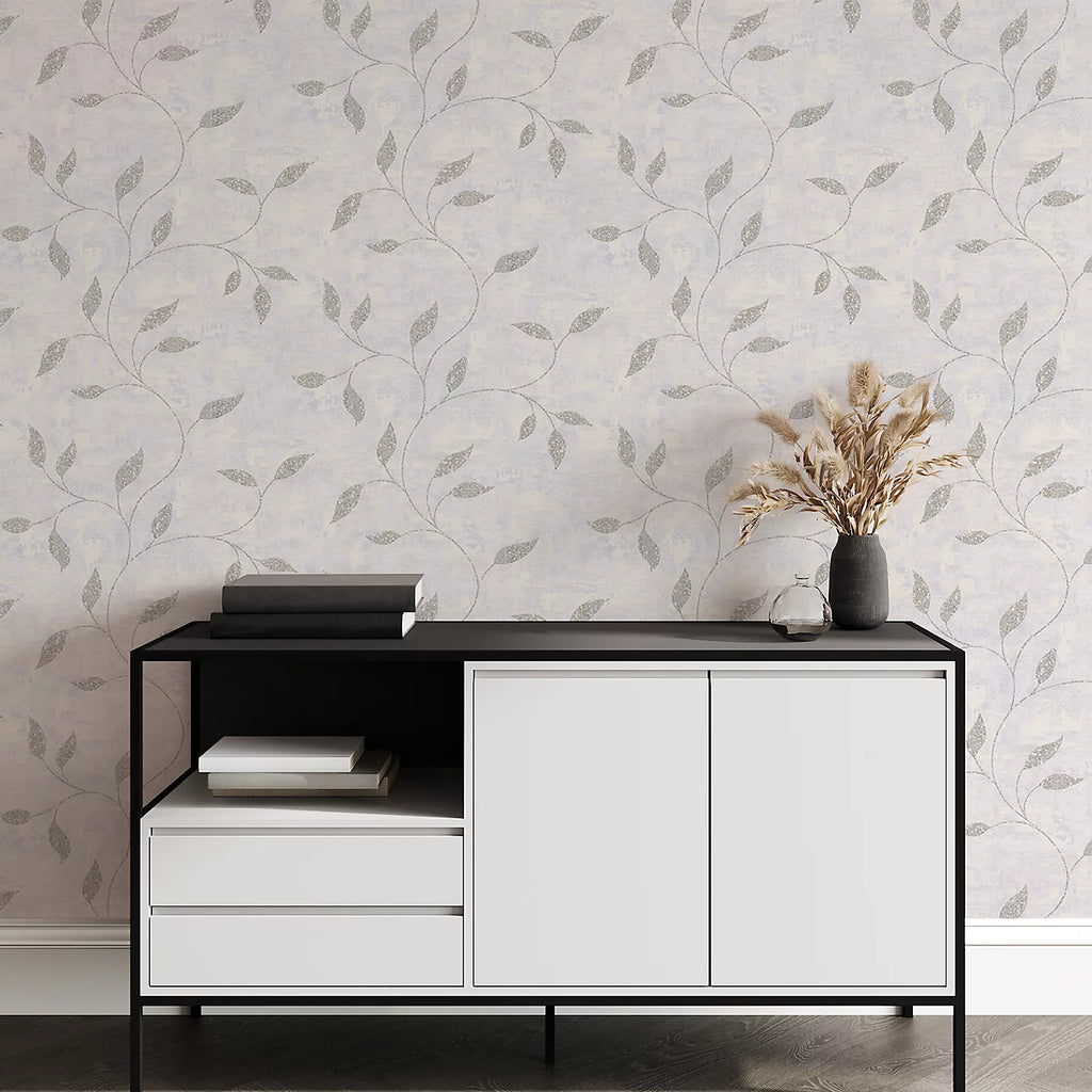 Graham & Brown Steel Gold Ornamental Leaf Wallpaper 128811