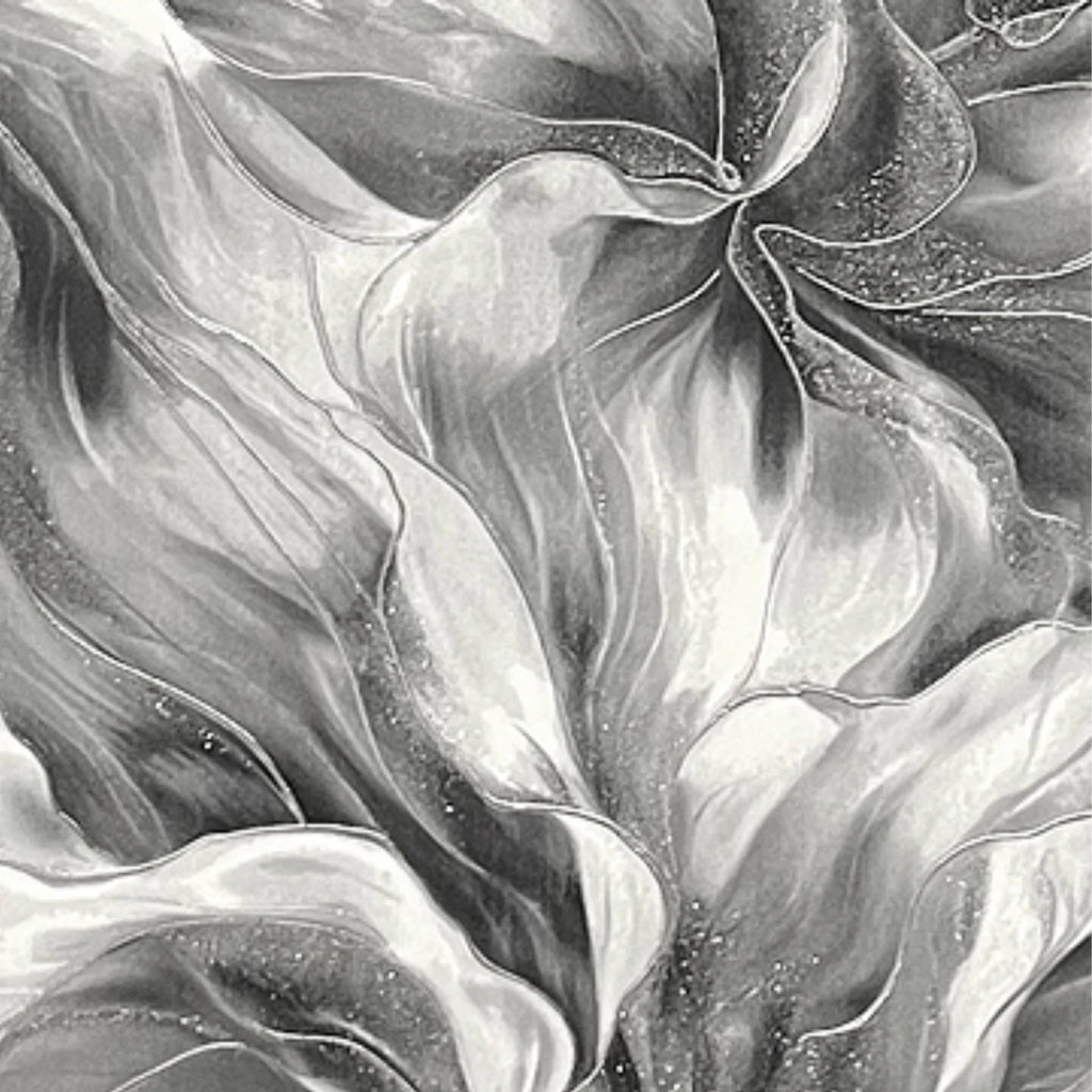 Sartoria Charcoal Grey Serenity Glitter Sparkle Floral Wallpaper 7863