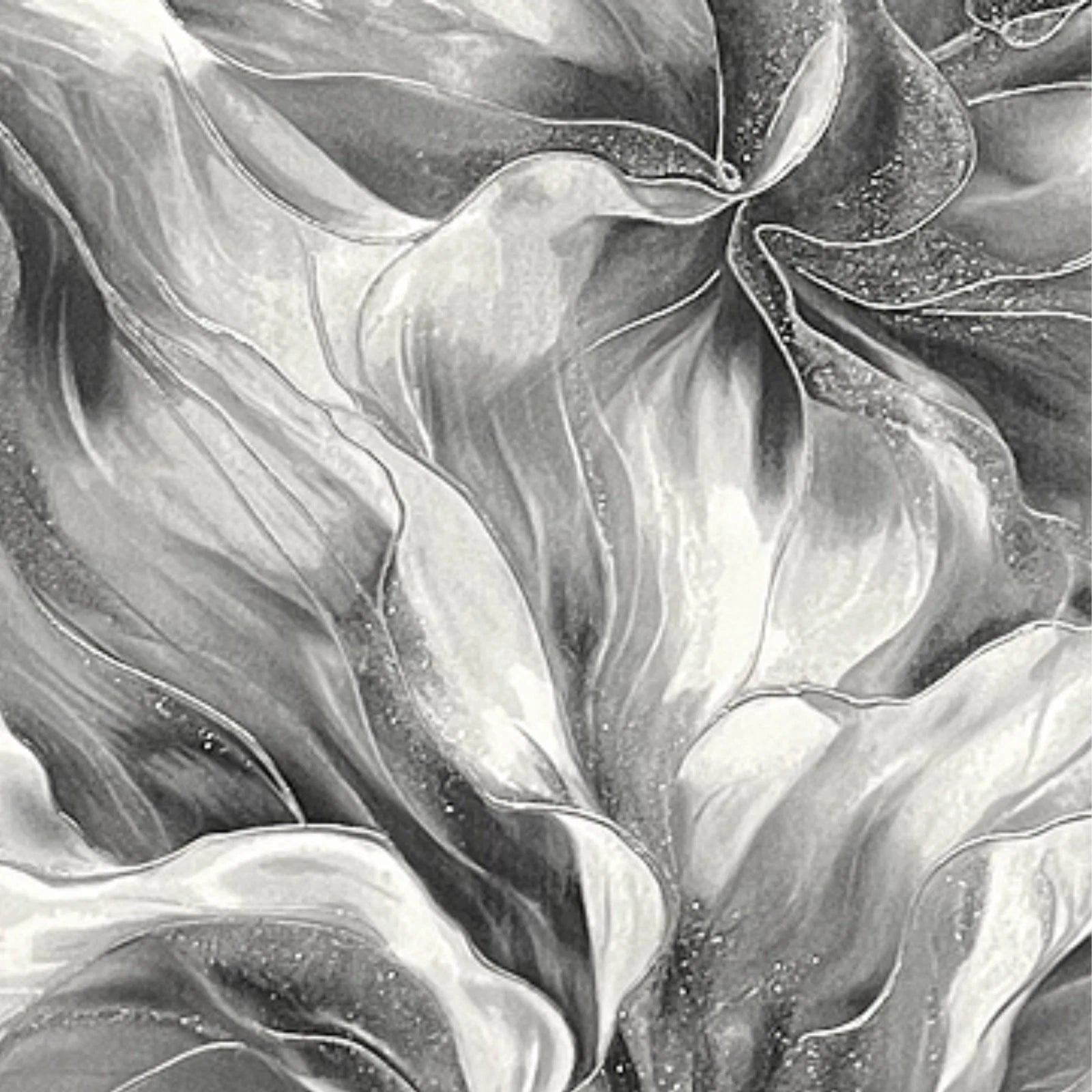 Sartoria Charcoal Grey Serenity Glitter Sparkle Floral Wallpaper 7863