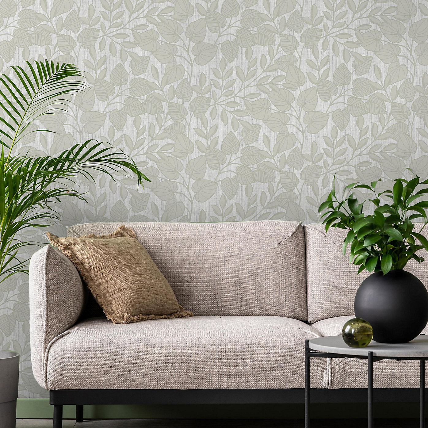 Super Fresco Sage Green Linden Leaf Trail Wallpaper 140045