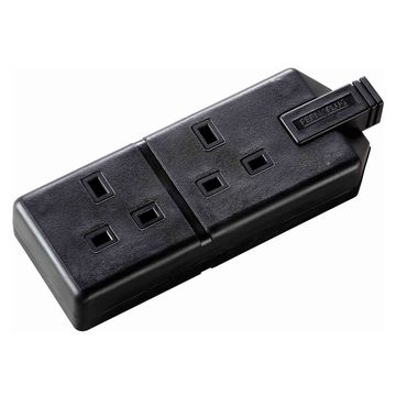 BG Trailing Socket Twin 2 Gang Black 13A