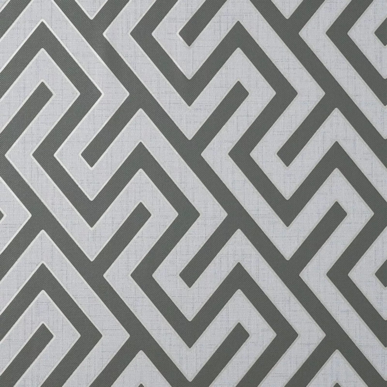 Larson Geometric Metallic Charcoal Grey Modern Wallpaper FD43069