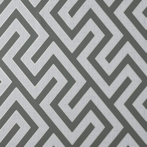 Larson Geometric Metallic Charcoal Grey Modern Wallpaper FD43069