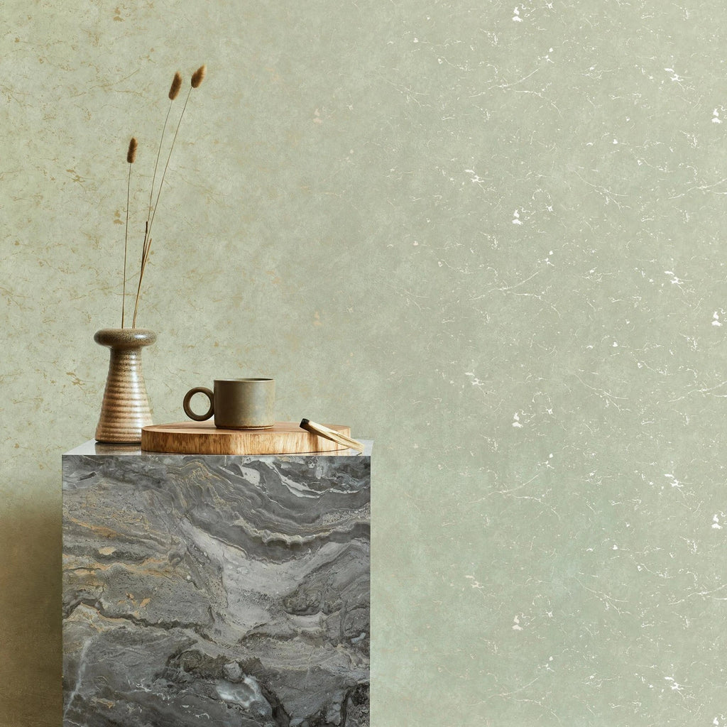 Graham & brown Superfresco Gilded Plaster Sage & Silver Wallpaper 125064