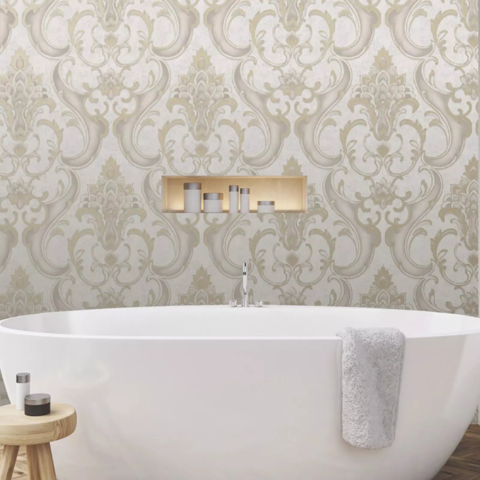 Vasari Sonata Gold Damask Heavyweight Luxury Wallpaper 539769