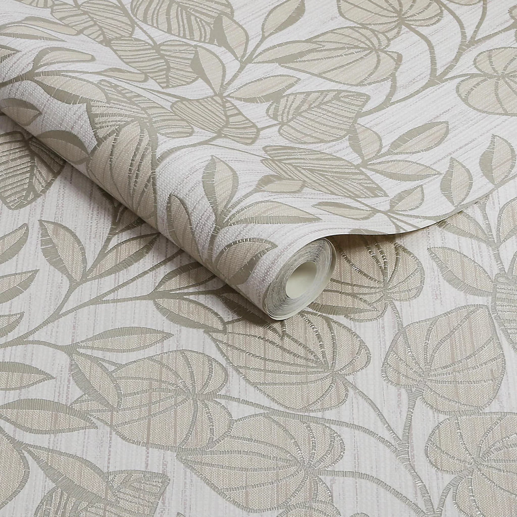 Super Fresco Sage Green Linden Leaf Trail Wallpaper 140045