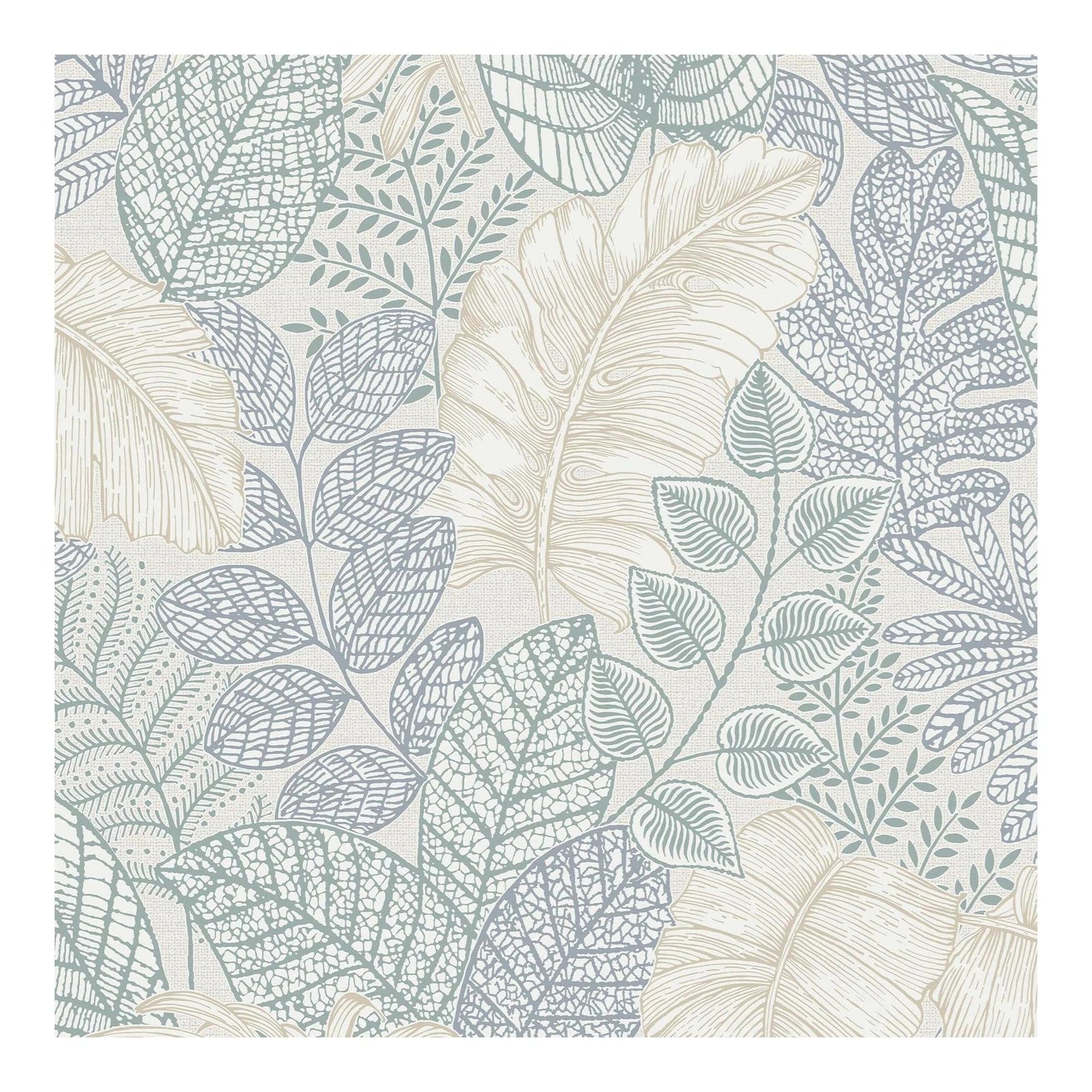 Graham & Brown Scattered Leaves Duck Egg Wallpaper 122421