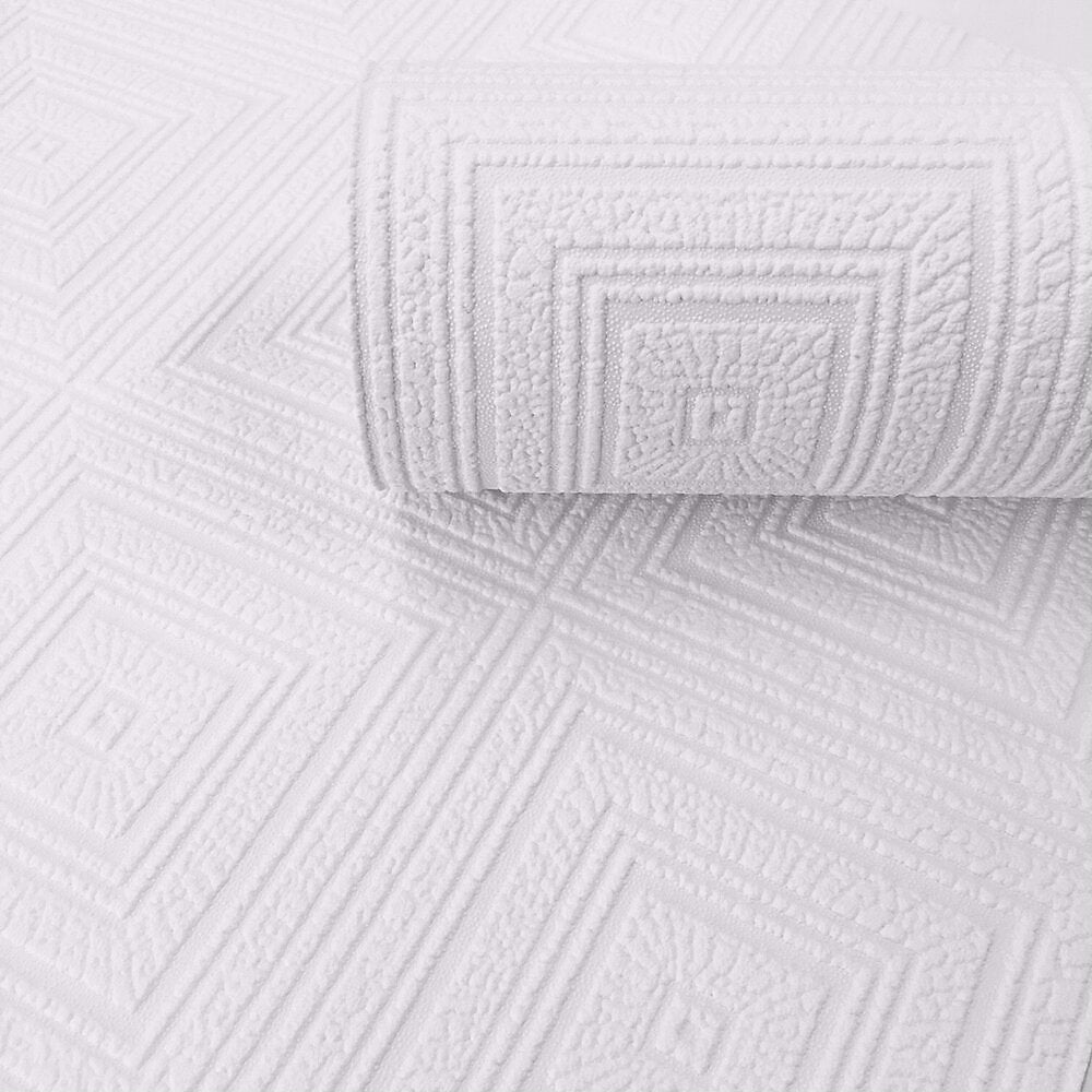 AS Creation Geometric Squares White Blown Paintable Wallpaper 6640-13