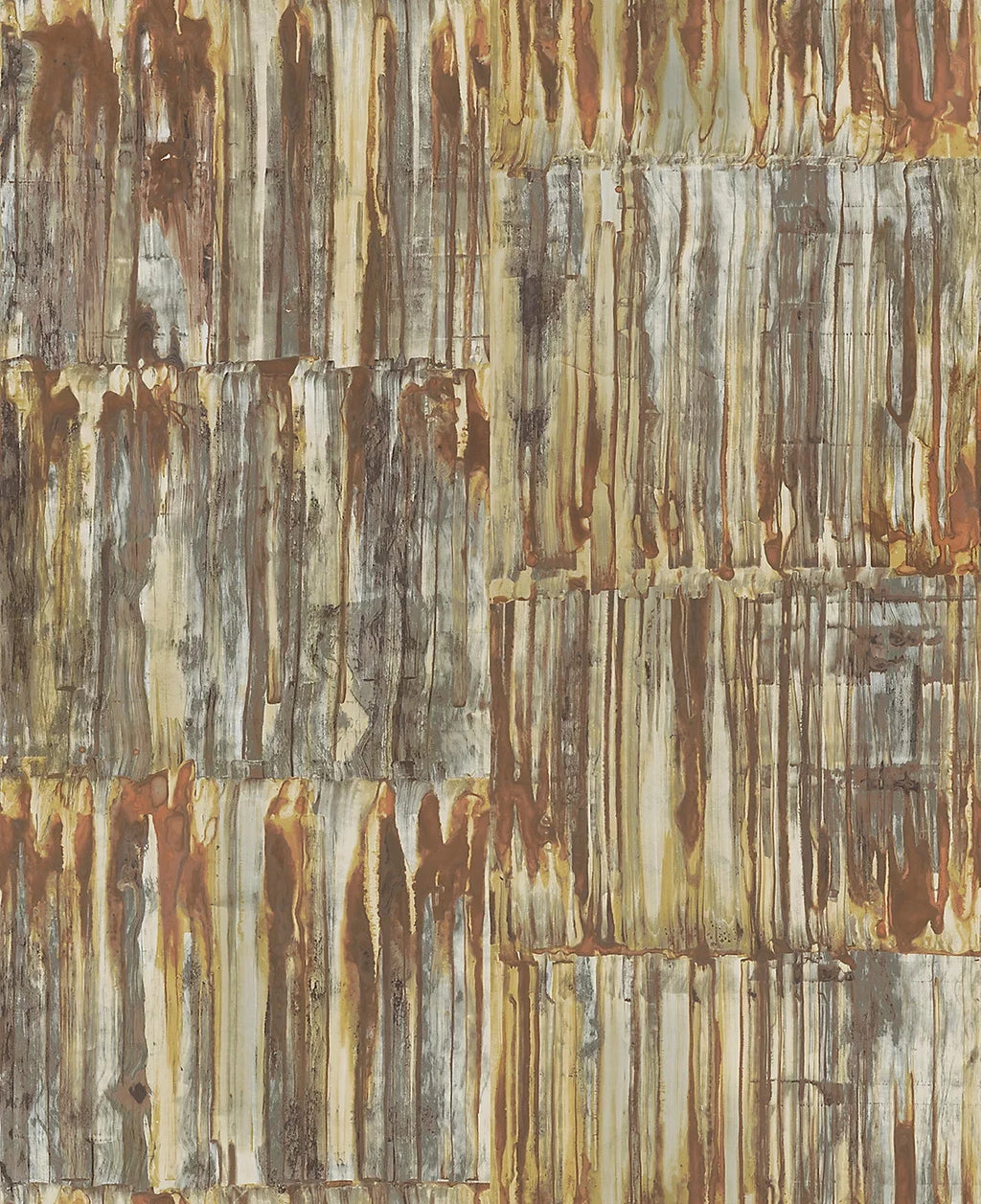 A Street Metallic Restored Patina Panels Sage & Rust Wallpaper FD24063