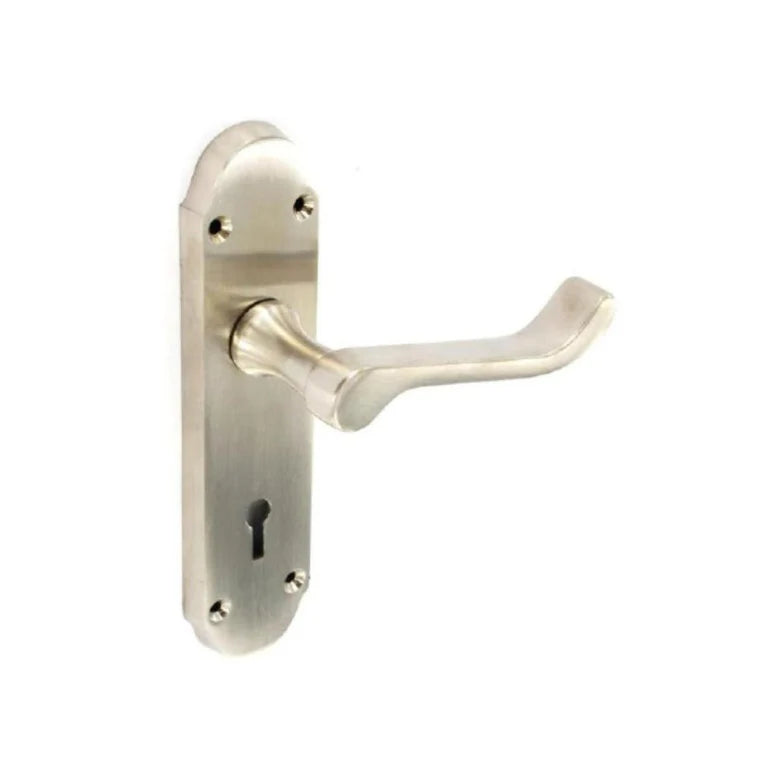 Securit Brushed Nickel Shaped Lock Handles 170mm (1 Pair) S2730