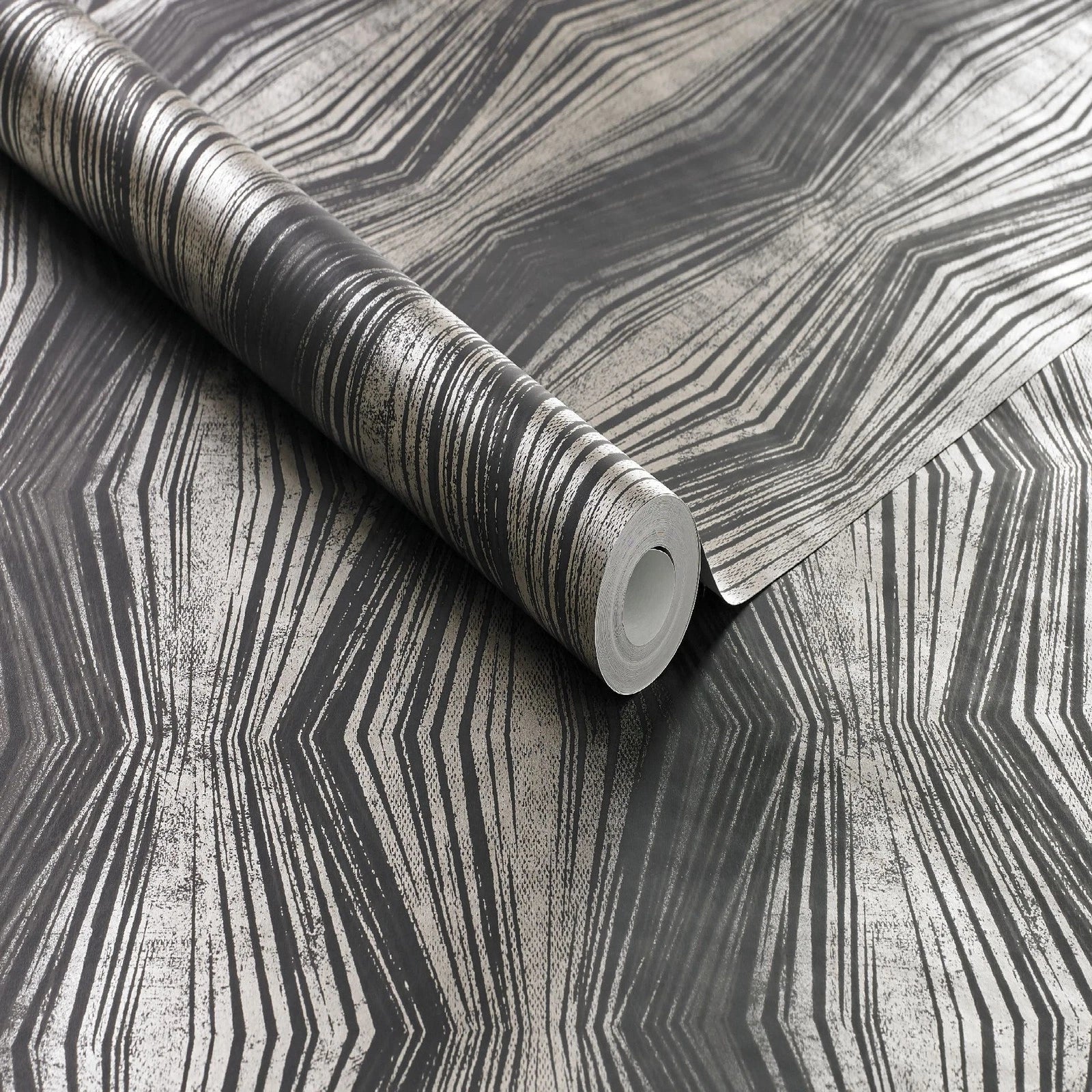 Graham & Brown Boutique Charcoal & Gold Vermeil Metallic Striped Wallpaper 104153