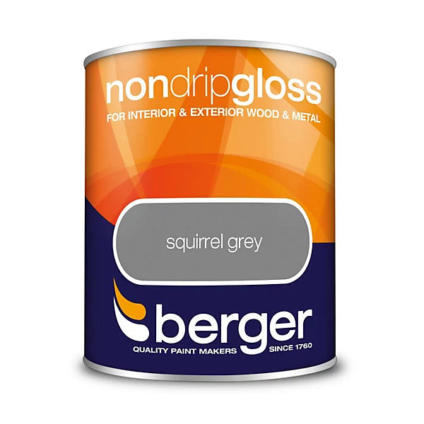 Berger Squirrel Grey Non Drip Gloss Wood & Metal Paint 750ml