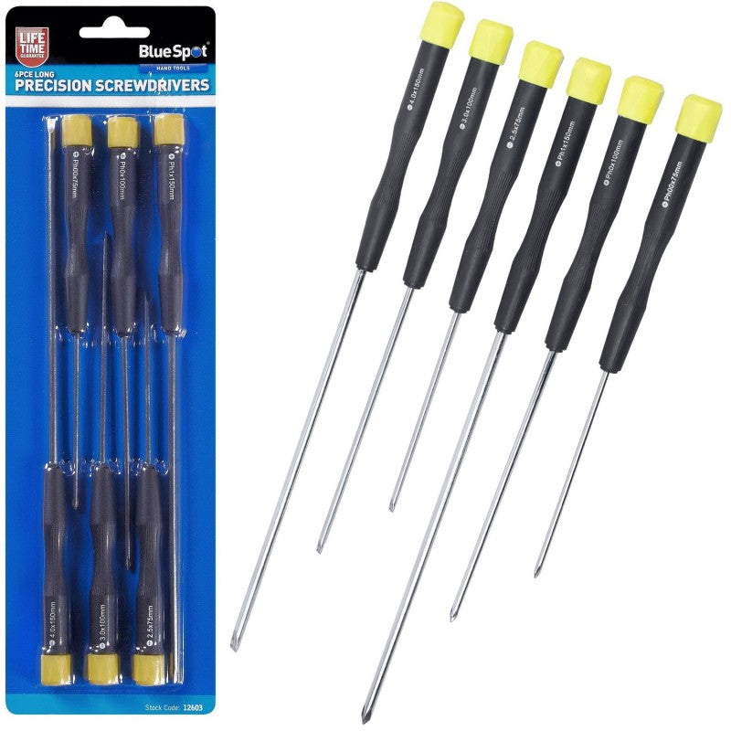 Bluespot Tools - 6 Piece Long Precision Screwdriver Set