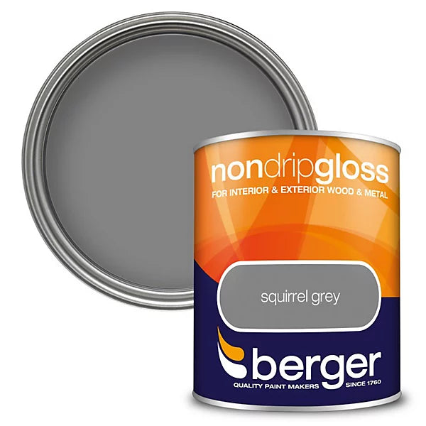 Berger Squirrel Grey Non Drip Gloss Wood & Metal Paint 750ml