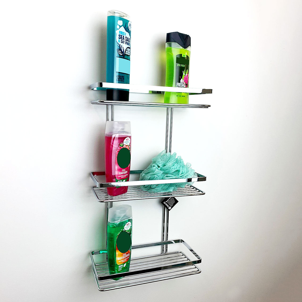 Euroshowers Stainless Steel Chrome Plated Triple 3 Tier Rectangular Caddy 56500