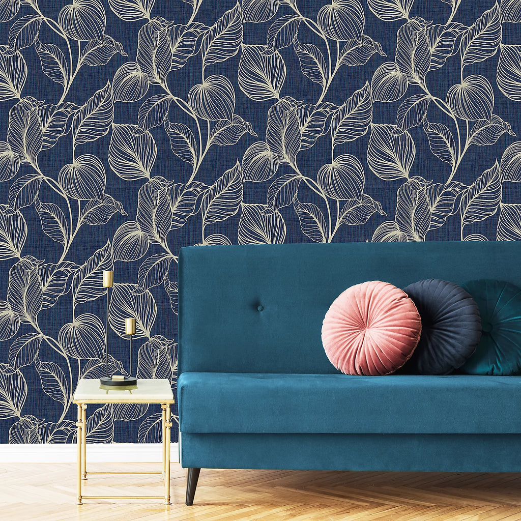 Graham & Brown Royal Palm Sapphire Blue Floral Wallpaper 111302