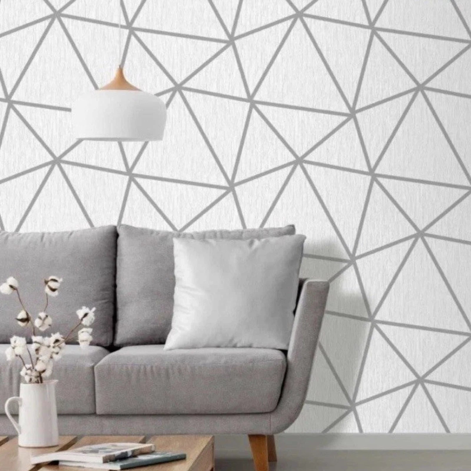 Debona Crystal White & Silver Geometric Glitter Wallpaper 9035