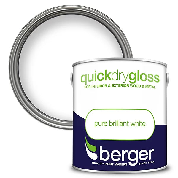 Berger Brilliant White Quick Dry Gloss Wood & Metal Paint 2.5L