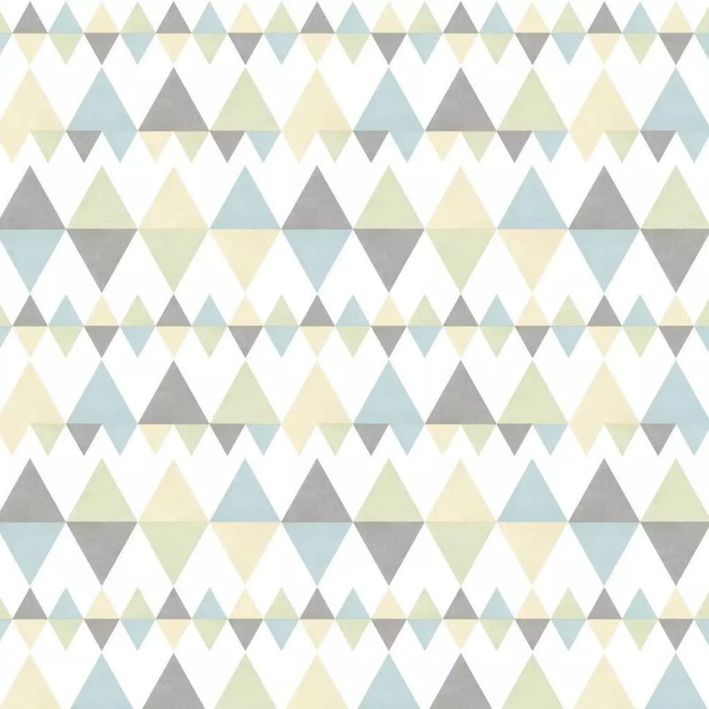 A Street Folklore Blue Grey Yellow Triangles Geometric Wallpaper FD25130
