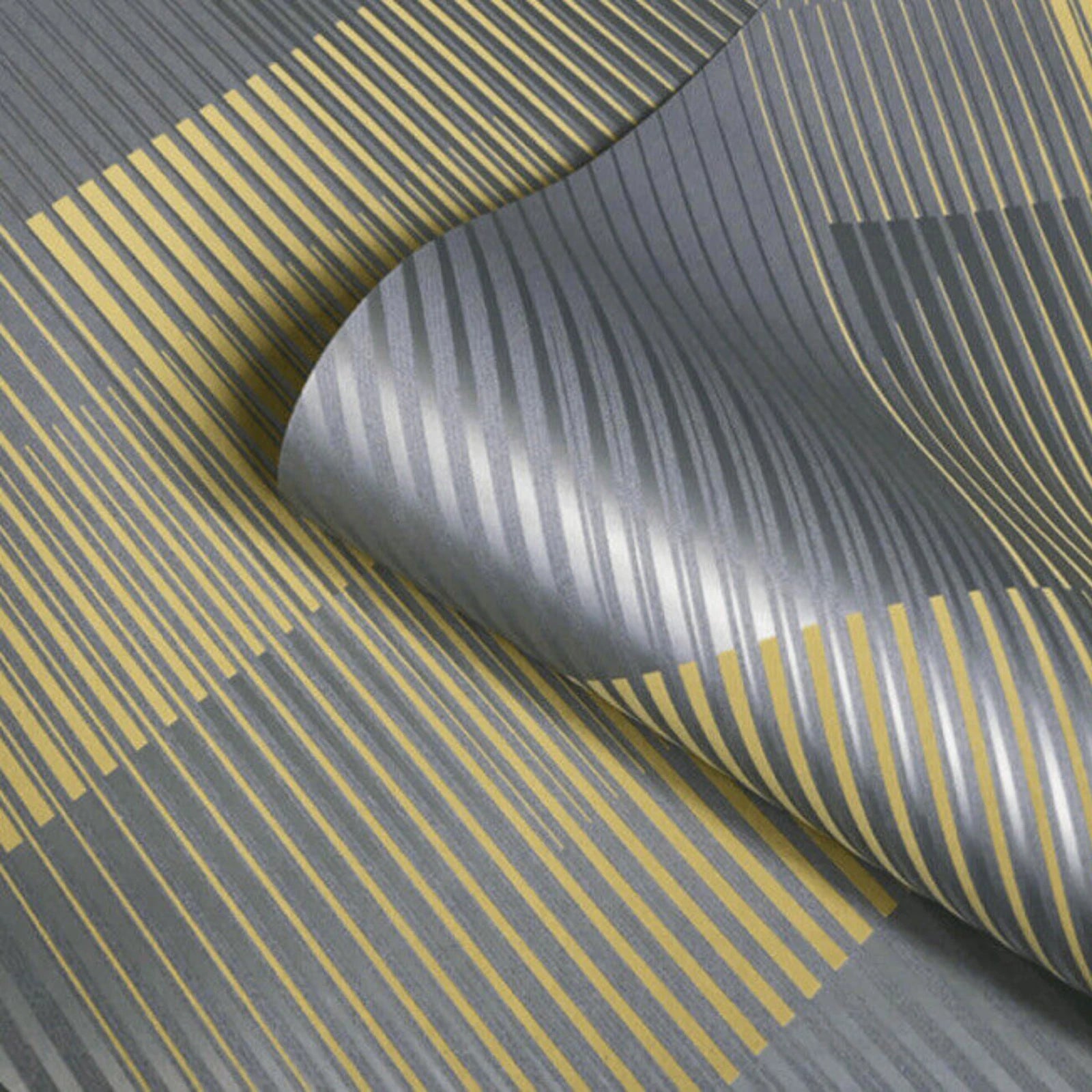 Belgravia Hoxton Yellow Grey Geometric Stripes Wallpaper 5704