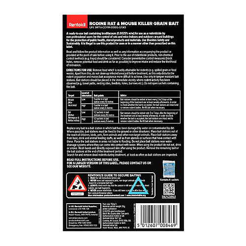 Rentokil Rodine Rat & Mouse Killer Grain Bait 6 sachet