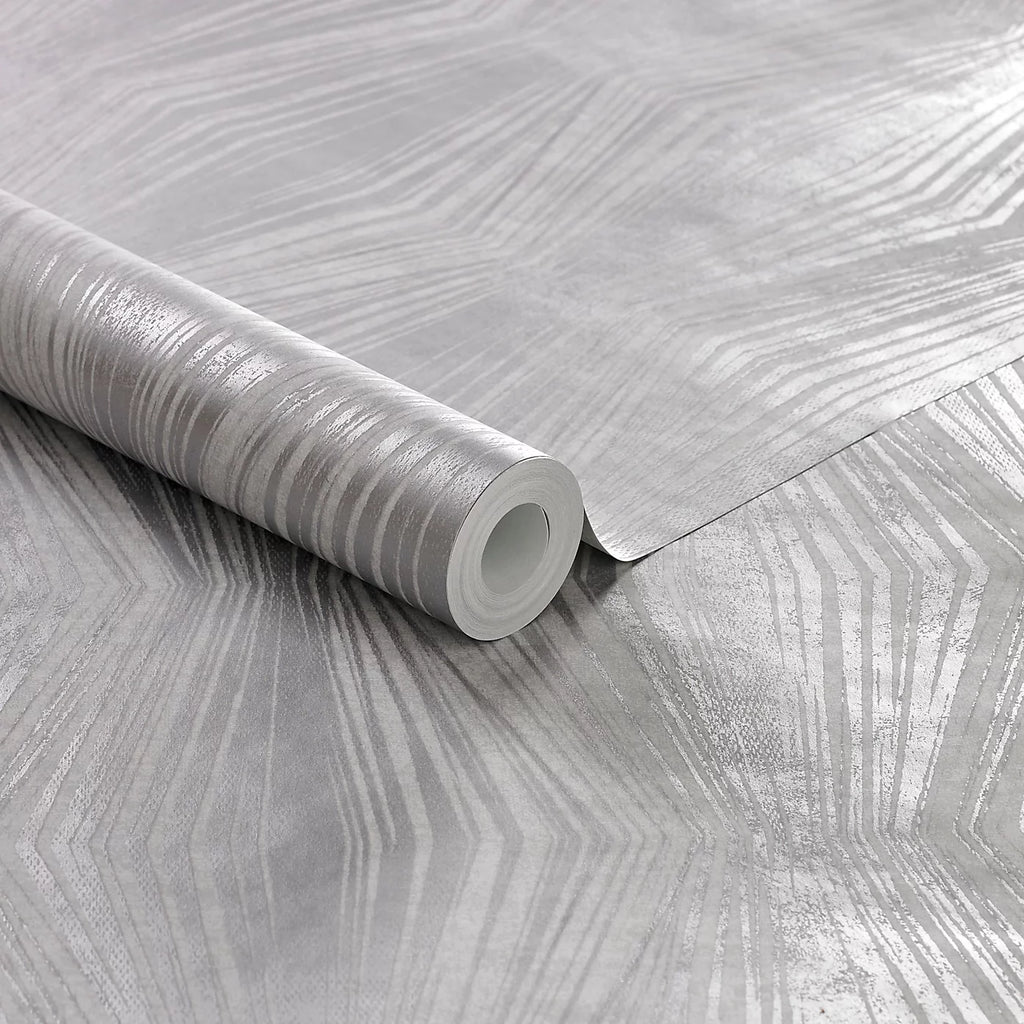 Graham & Brown Boutique Grey Vermeil Metallic effect Striped Wallpaper 104150