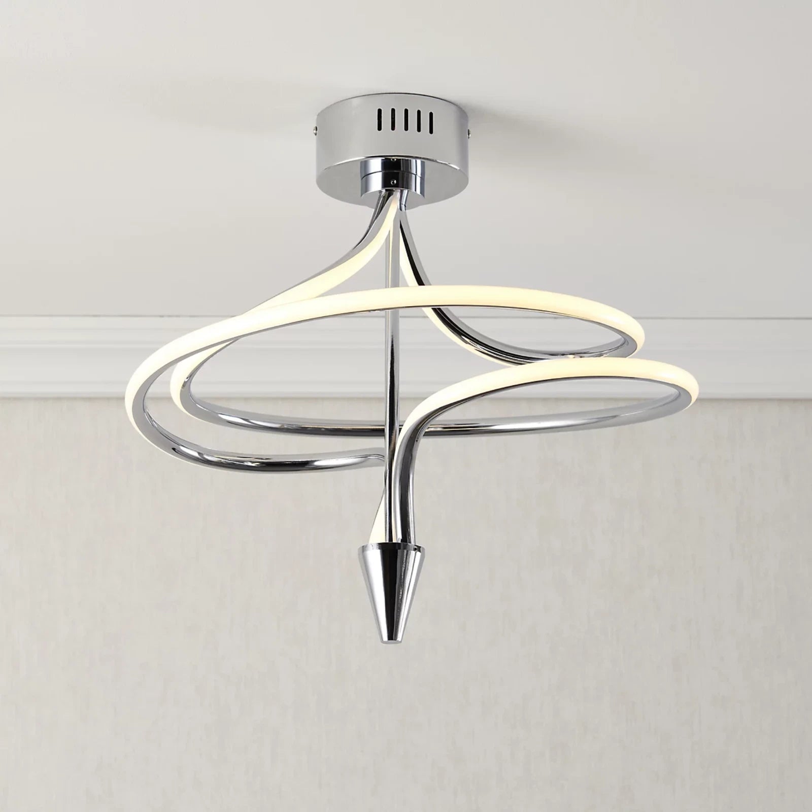 Vortex Spiral Semi Flush LED Integrated Chrome Modern Ceiling Light lf41