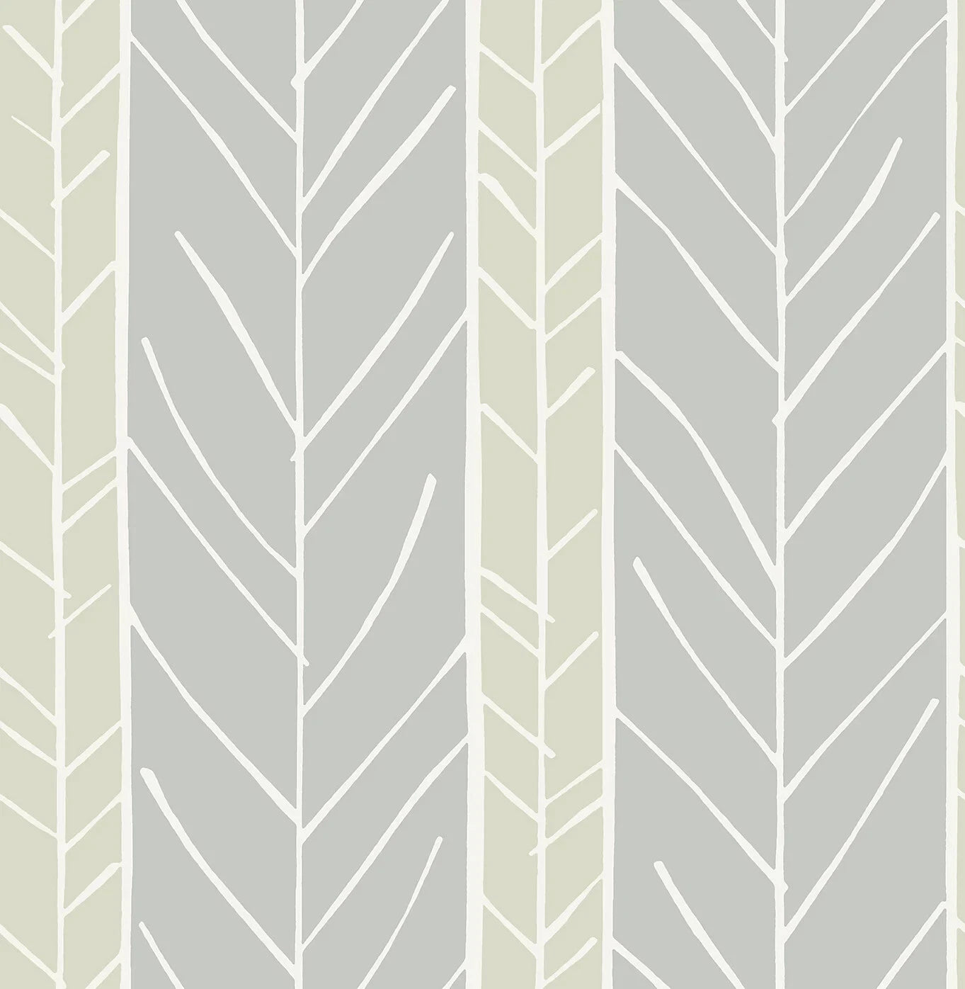 Lottie Grey & Sage Green Branch Stripe Geometric Wallpaper