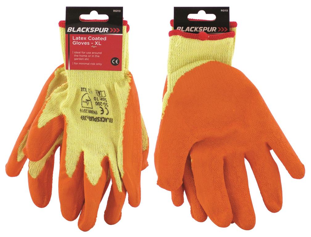 Blackspur Orange Latex Coated Gloves - Extra Large RG113