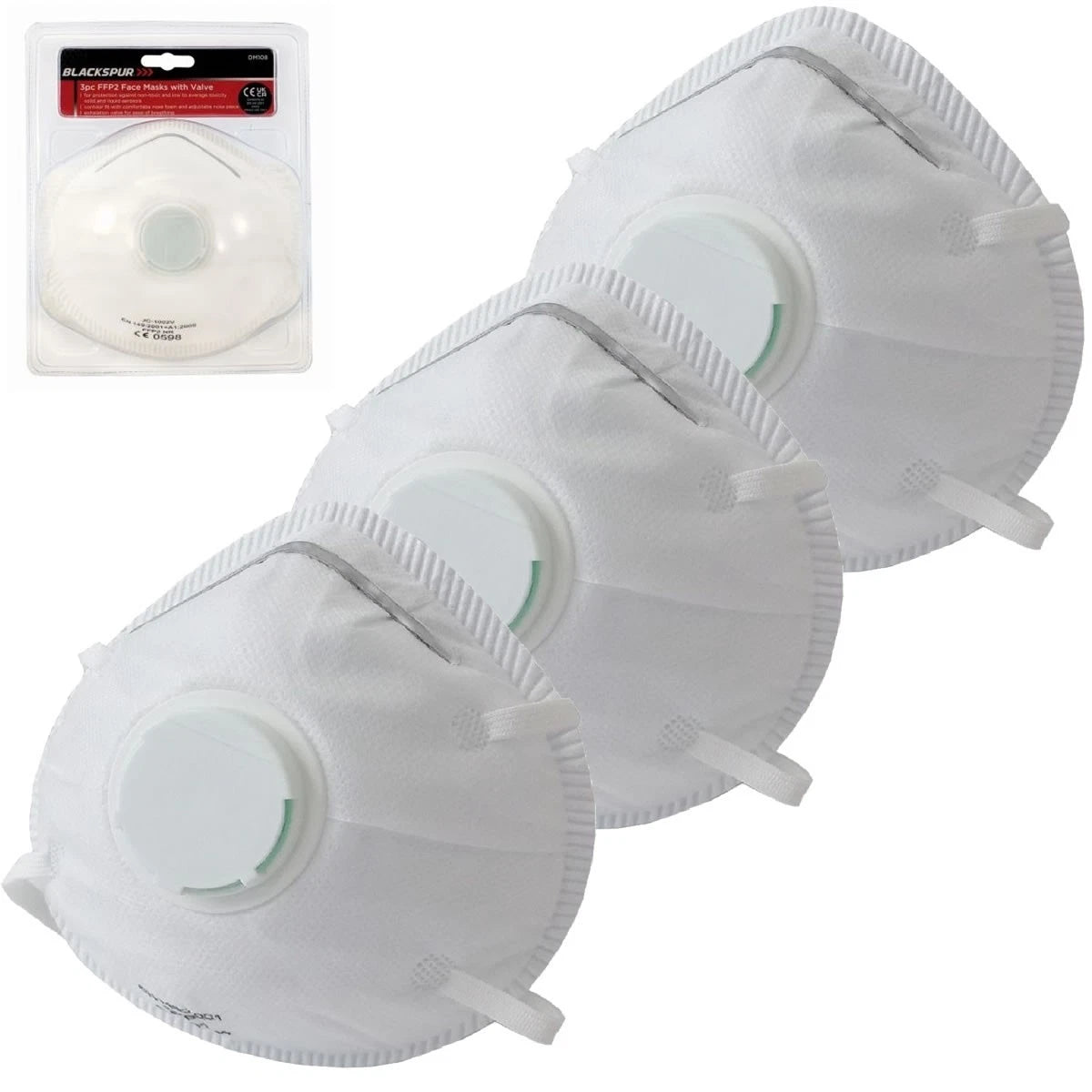 Blackspur FFP2 Face Mask With Respirator Pack Of 3 DM108