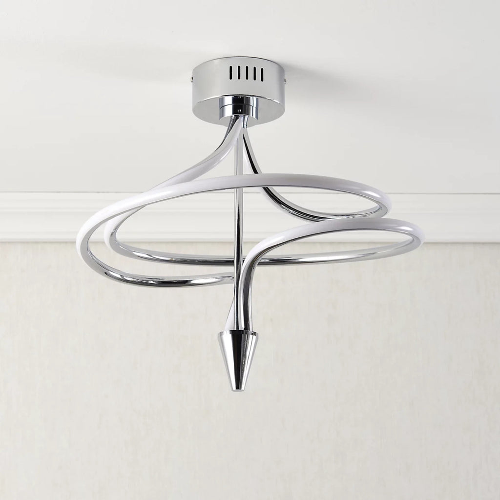 Vortex Spiral Semi Flush LED Integrated Chrome Modern Ceiling Light lf41
