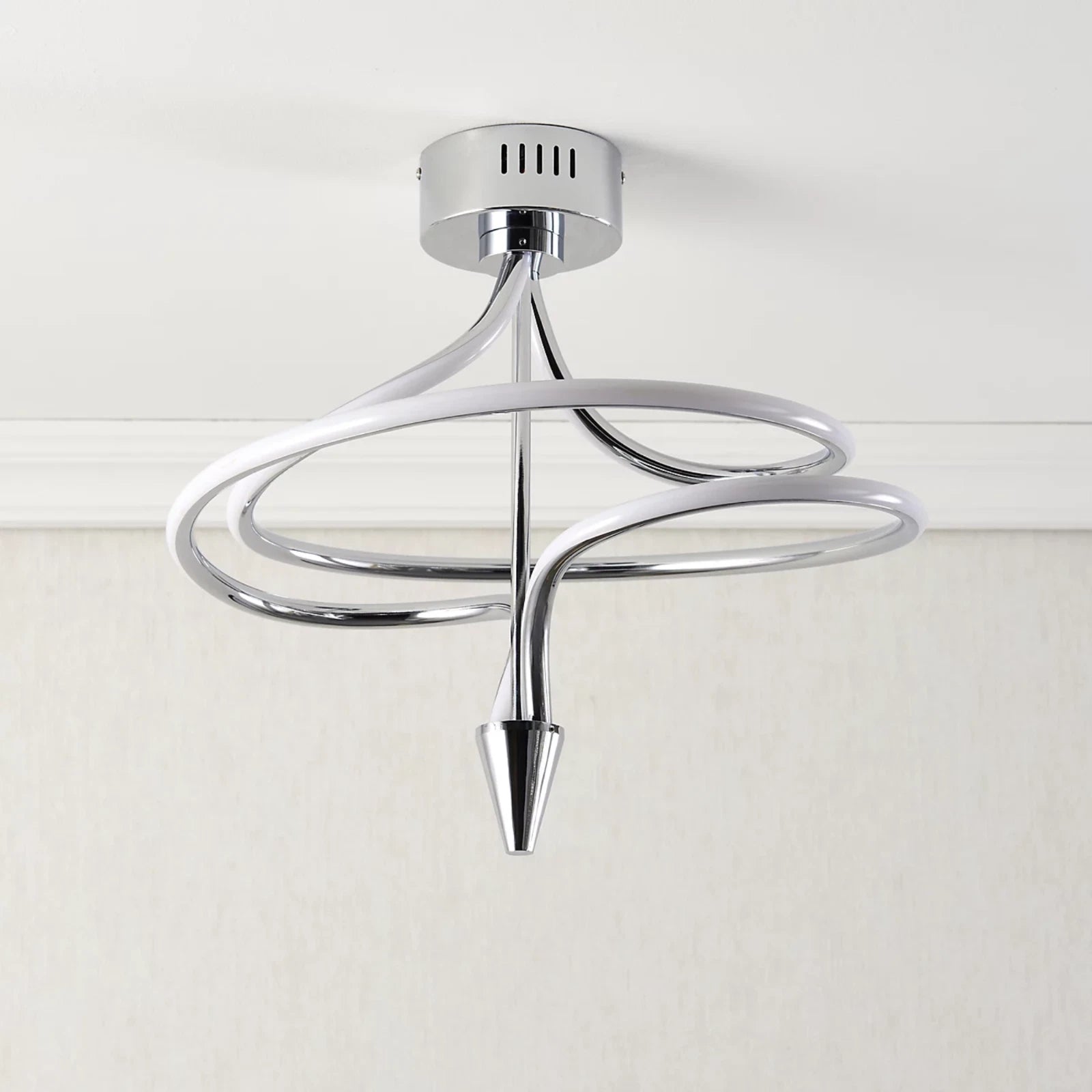 Vortex Spiral Semi Flush LED Integrated Chrome Modern Ceiling Light lf41