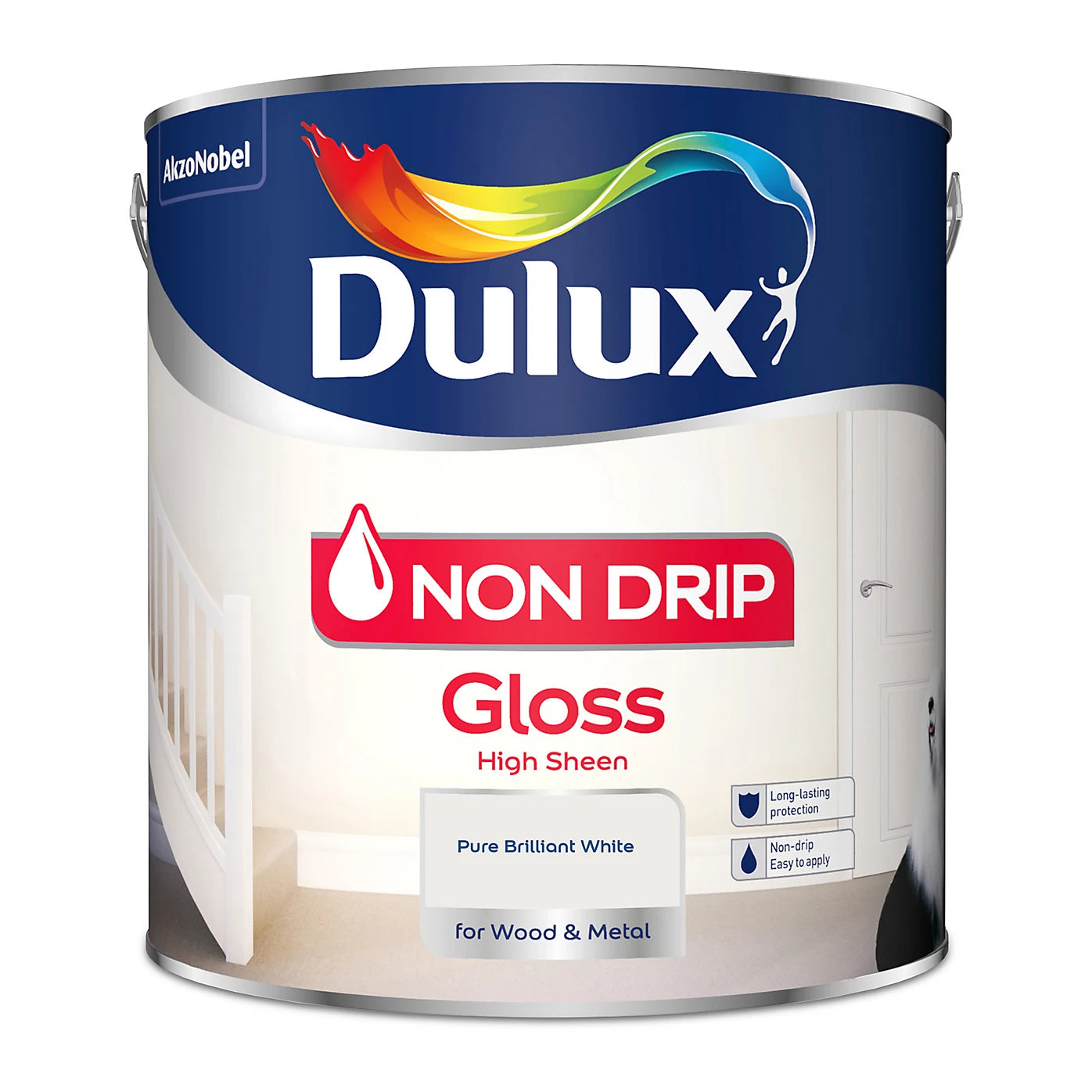 Dulux Brilliant White Non Drip Gloss Wood & Metal Paint 2.5L