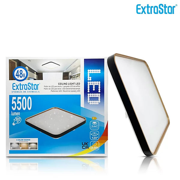 Extrastar 48W LED Square Black Tri Tonne Ceiling Light IP20 lf72