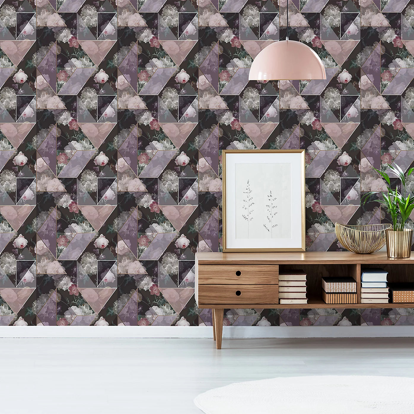 Graham & Brown Medley Fig Floral Geo Wallpaper 117737