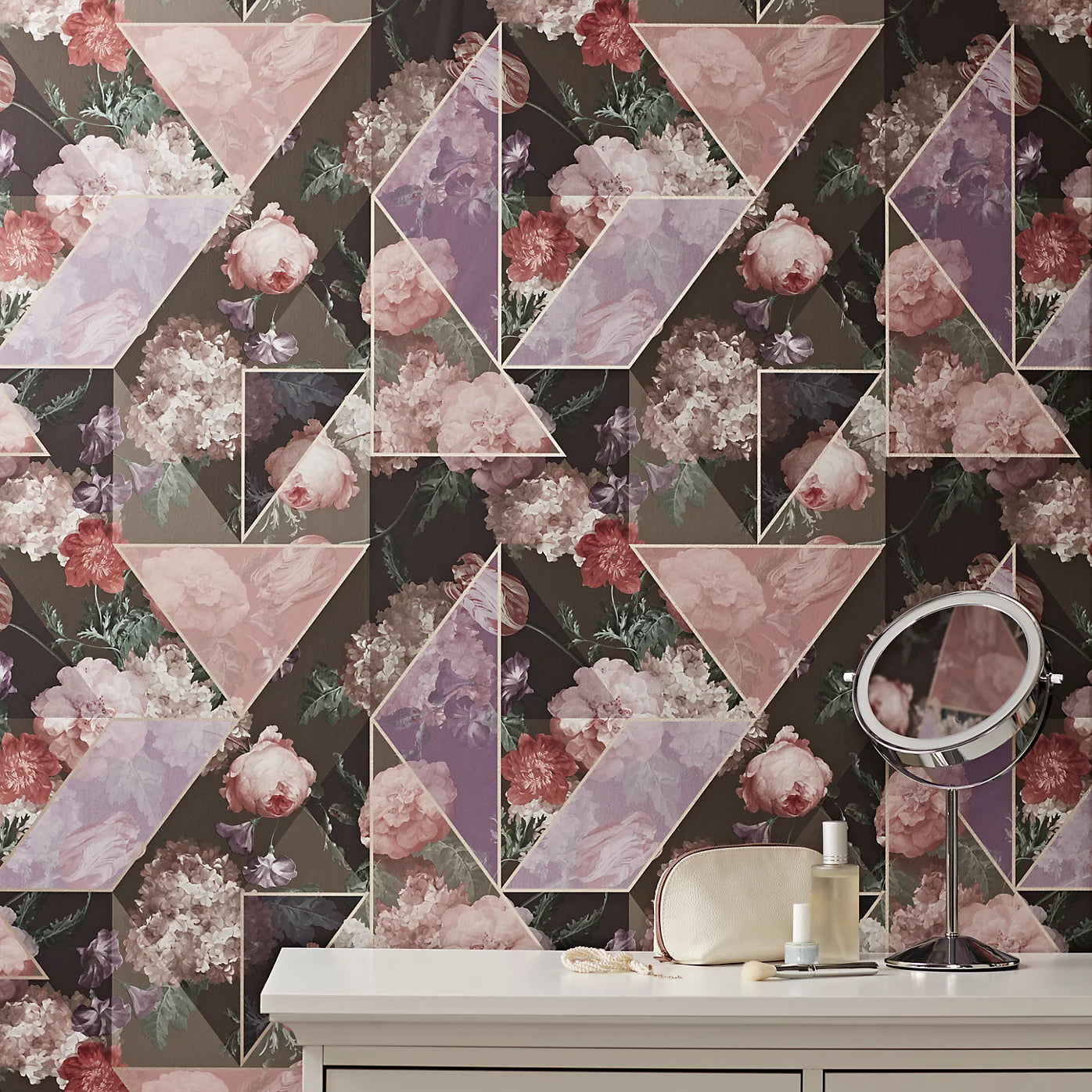 Graham & Brown Medley Fig Floral Geo Wallpaper 117737