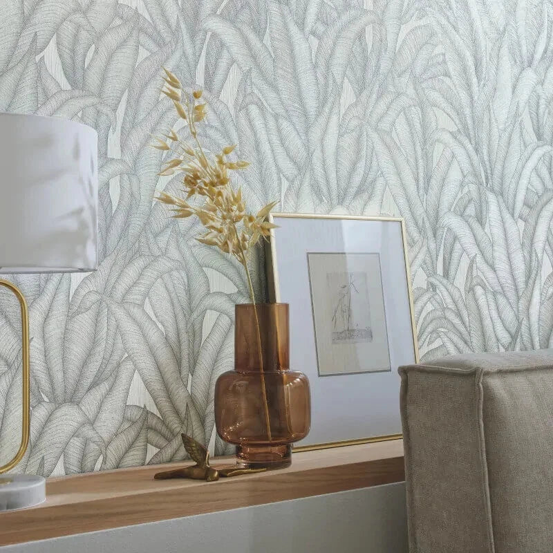 Erismann Zanzibar Leaf Light Grey Floral Wallpaper 10371-31